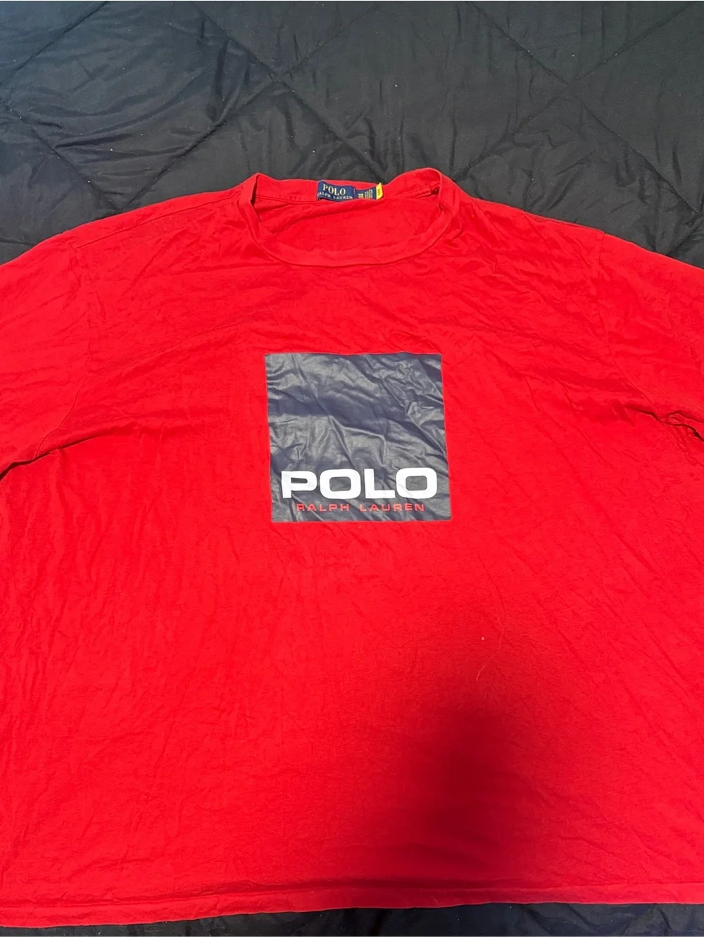 Polo by Ralph Lauren Red T-Shirt with Navy Square Logo